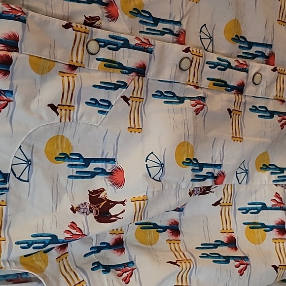 Rock & Roll Cactus Print Sleeveless Shirt Cowgirl Western Shirt XL - Picture 3 of 5